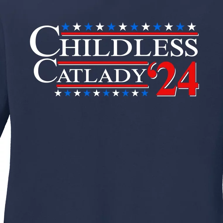 Vote Childless Catlady 2024 Ladies Long Sleeve Shirt