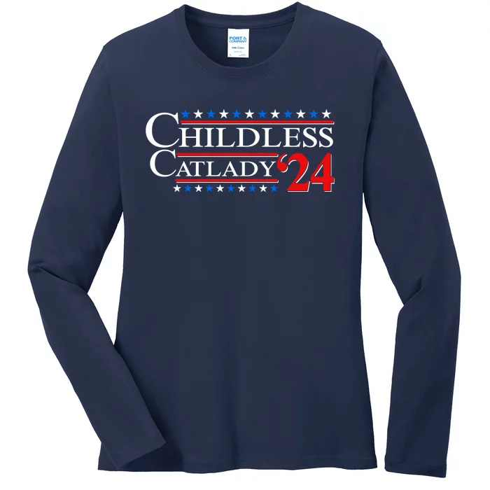 Vote Childless Catlady 2024 Ladies Long Sleeve Shirt