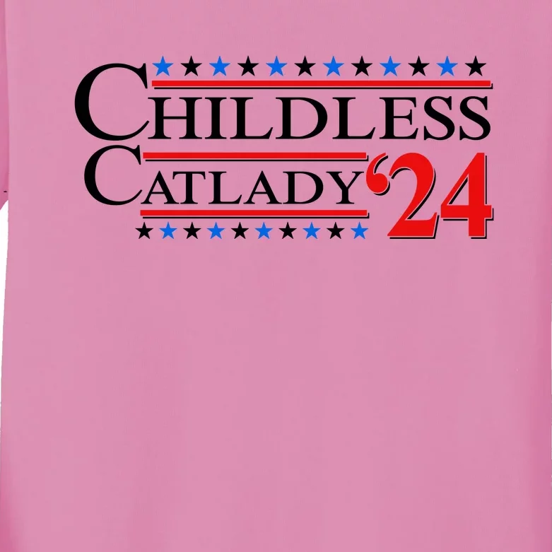 Vote Childless Catlady 2024 Kids Long Sleeve Shirt