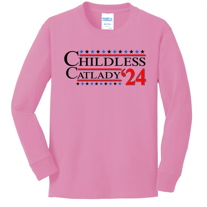 Vote Childless Catlady 2024 Kids Long Sleeve Shirt