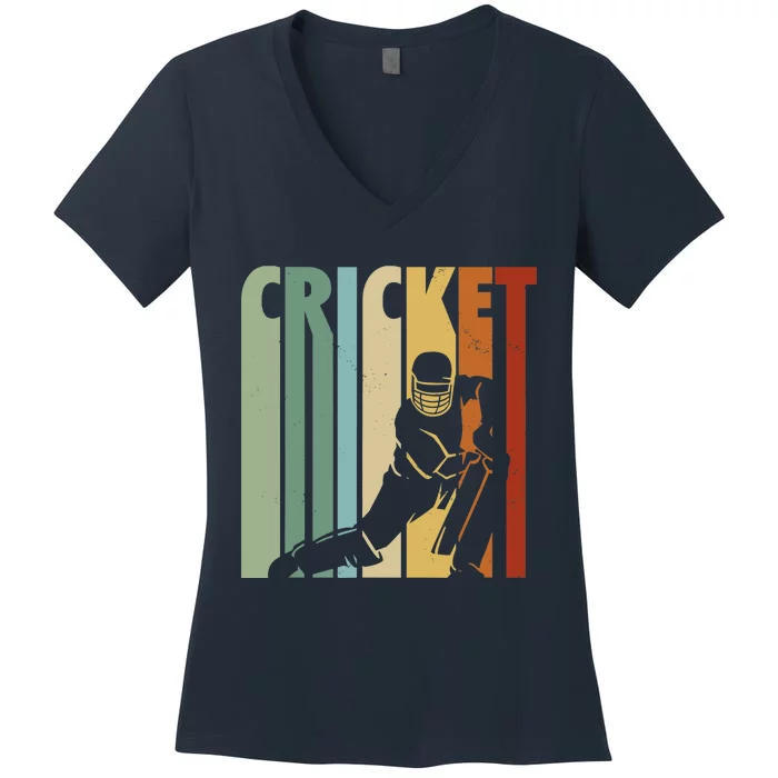 Vintage Cricket Cricket Player Women's V-Neck T-Shirt