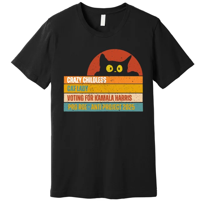 Vintage Childless Cat Ladies For Kamala Harris President 47 Premium T-Shirt