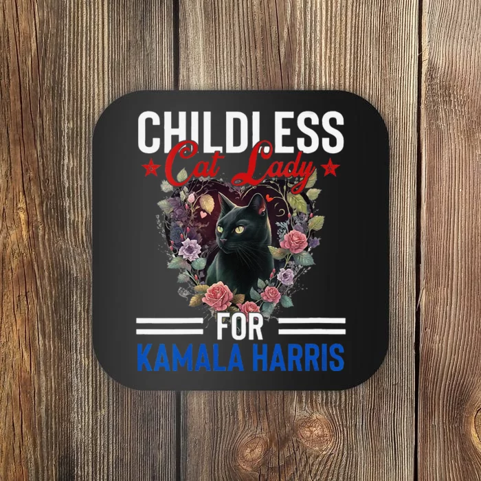 Vintage Childless Cat Ladies For Kamala Harris 2024 Election Coaster