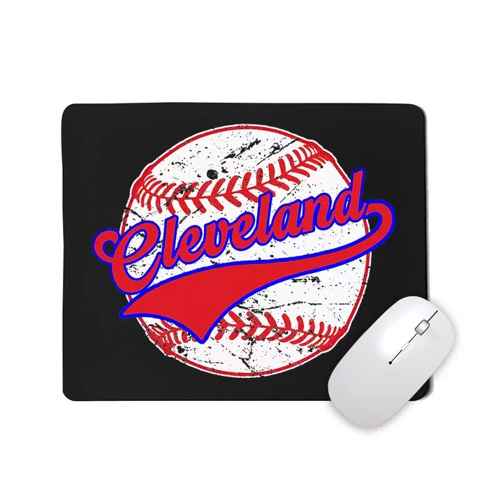 Vintage Cleveland Cityscape Baseball Lover For Men Women Kids Mousepad