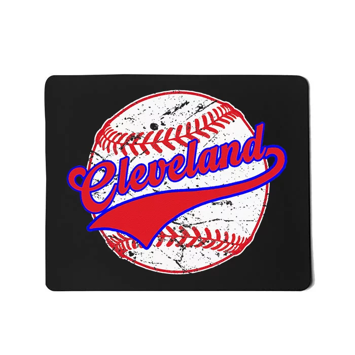 Vintage Cleveland Cityscape Baseball Lover For Men Women Kids Mousepad