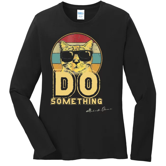 Vintage Childless Cat Lady Do Something Ladies Long Sleeve Shirt