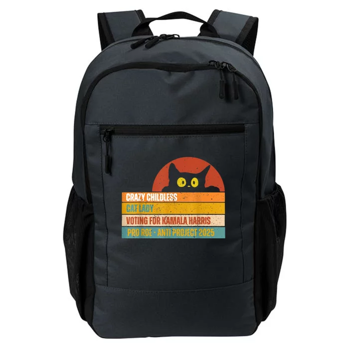 Vintage Childless Cat Ladies For Kamala Harris President 47 Daily Commute Backpack