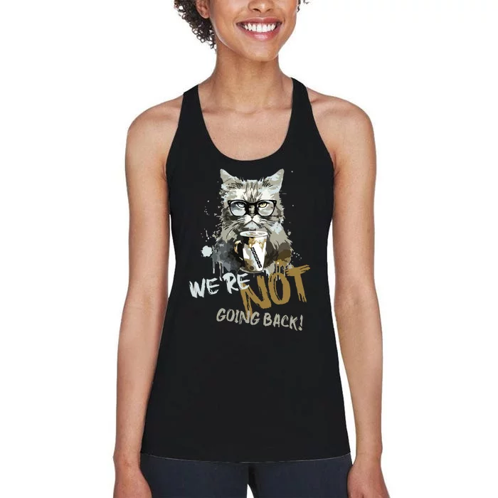 Vintage Childless Cat Lady WeRe Not Going Back Women's Racerback Tank