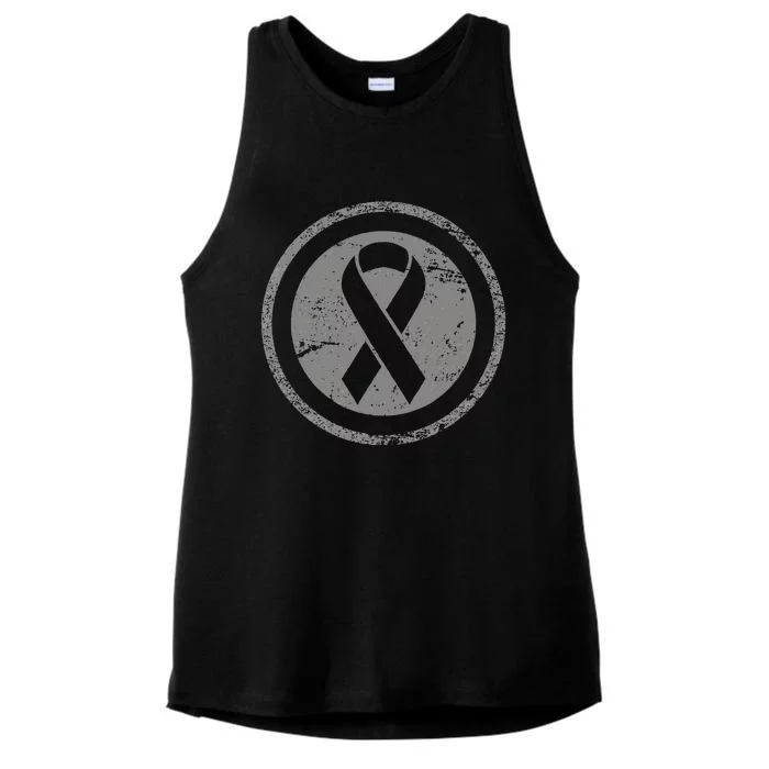 Vintage Childhood Cancer Awareness Gold Yellow Ribbon Ladies Tri-Blend Wicking Tank