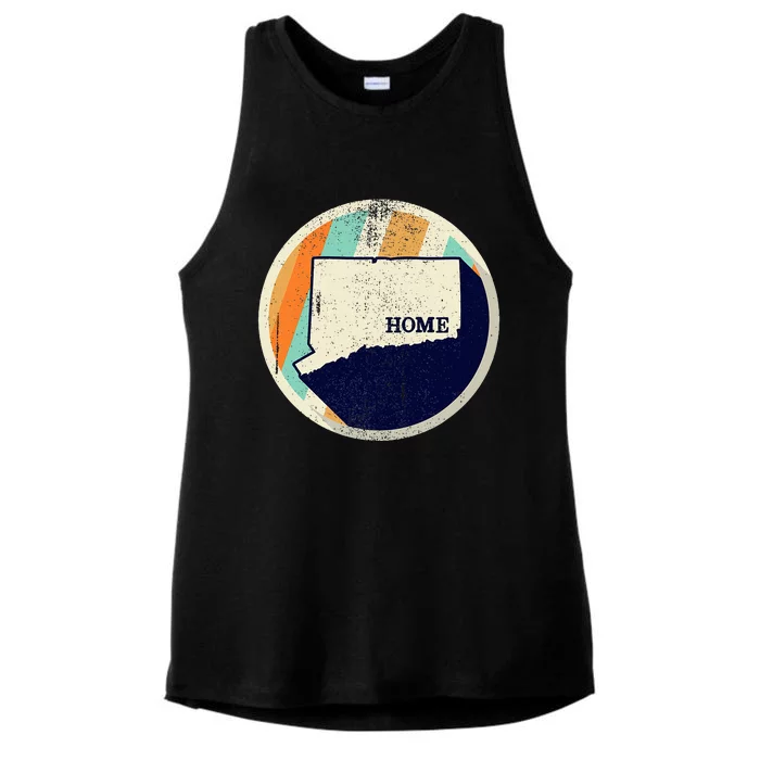 Vintage Connecticut Ct Home State Ladies Tri-Blend Wicking Tank