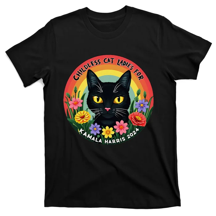 Vintage Childless Cat Ladies For Kamala Harris 2024 T-Shirt