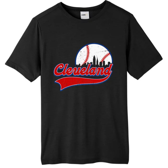 Vintage Cleveland City Downtown Skylines Baseball Fans Lover ChromaSoft Performance T-Shirt