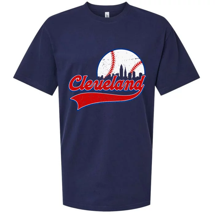 Vintage Cleveland City Downtown Skylines Baseball Fans Lover Sueded Cloud Jersey T-Shirt