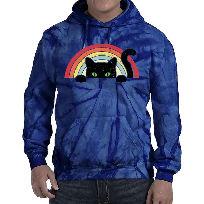 Vintage Cute Cat Teen Girl Cat Lover Tie Dye Hoodie