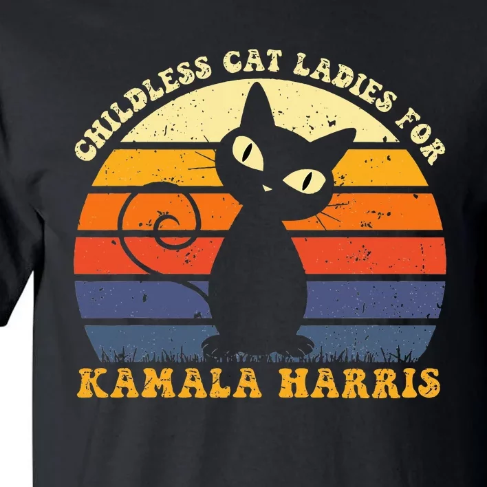 Vintage Childless Cat Ladies For Kamala Harris Retro Cat Tall T-Shirt