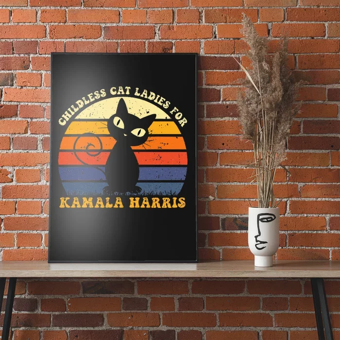 Vintage Childless Cat Ladies For Kamala Harris Retro Cat Poster