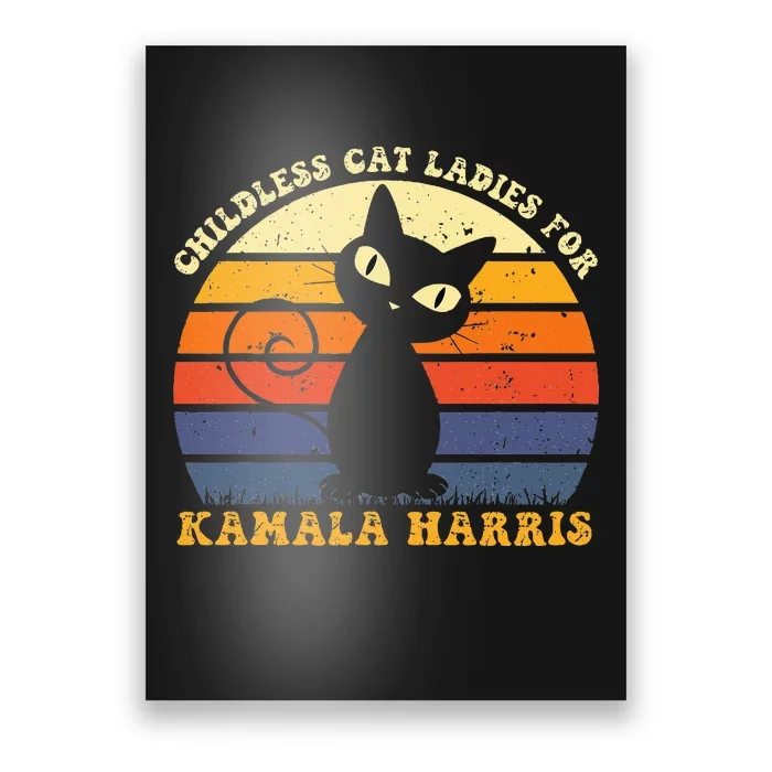 Vintage Childless Cat Ladies For Kamala Harris Retro Cat Poster