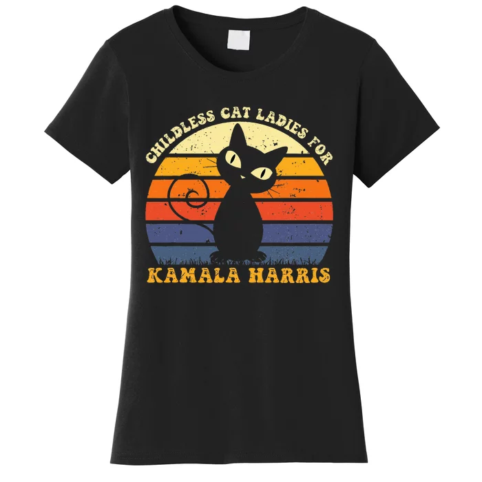 Vintage Childless Cat Ladies For Kamala Harris Retro Cat Women's T-Shirt