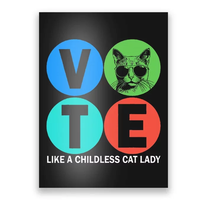 Vintage Childless Cat Ladies Vote Kamala Harris President Poster