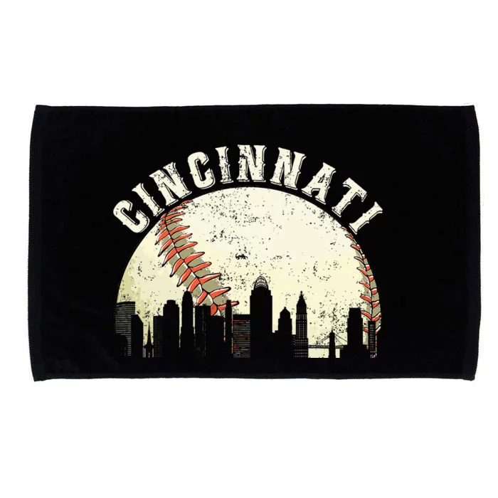 Vintage Cincinnati Cityscape Baseball Lover Microfiber Hand Towel