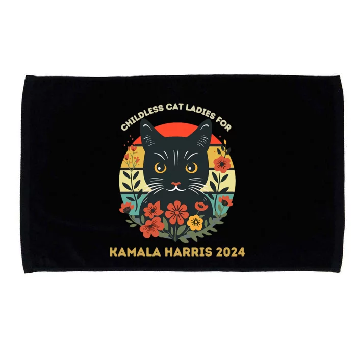 Vintage Childless Cat Ladies For Kamala Harris 2024 Election Microfiber Hand Towel