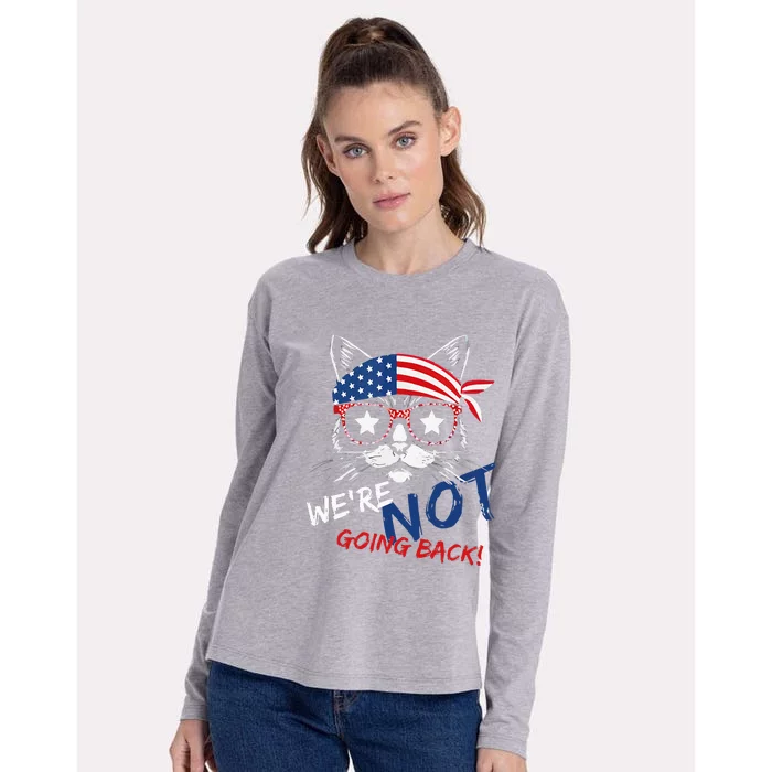 Vintage Childless Cat Lady WeRe Not Going Back Kamaala Womens Cotton Relaxed Long Sleeve T-Shirt