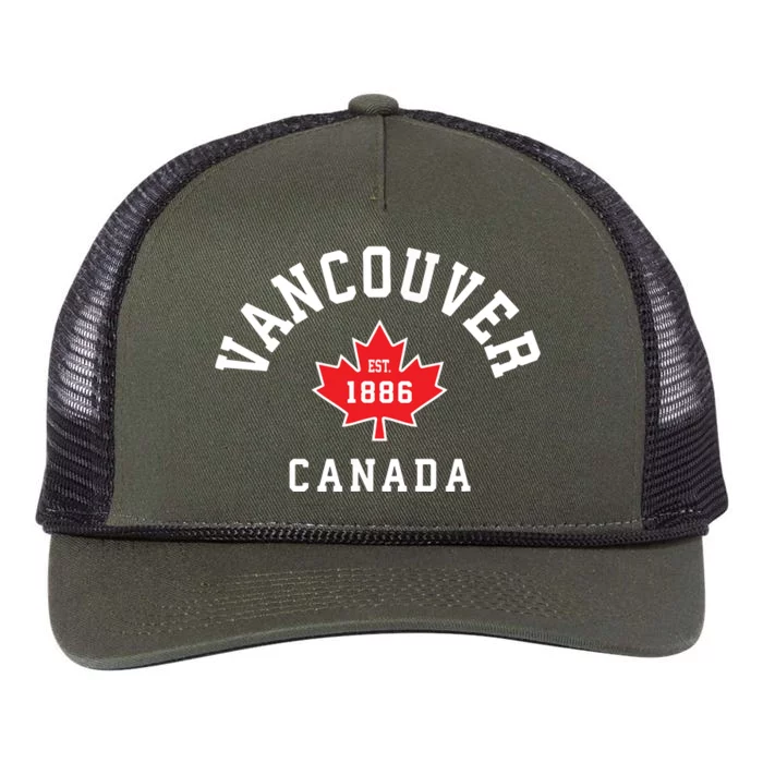 Vancouver Canada Canadian Flag Maple Leaf Gift Retro Rope Trucker Hat Cap