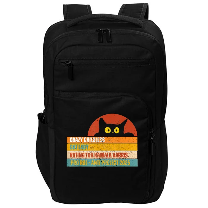 Vintage Childless Cat Ladies For Kamala Harris President President Kamalaharris Impact Tech Backpack