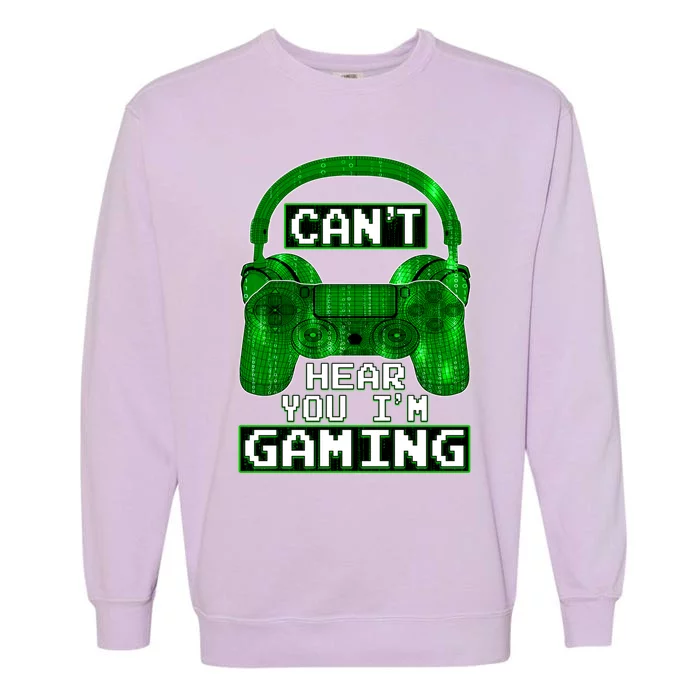 Vintage Computer Code Gamer Gift Can't Hear You I'm Gaming Gift Garment-Dyed Sweatshirt