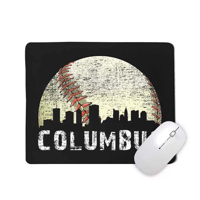 Vintage Columbus Cityscape Baseball Lover Mousepad