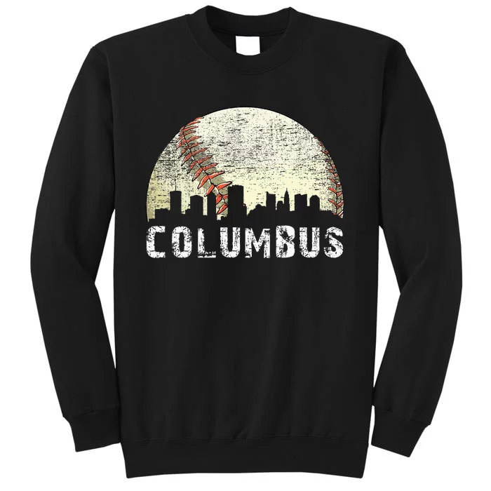 Vintage Columbus Cityscape Baseball Lover Tall Sweatshirt