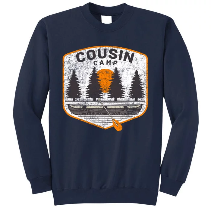 Vintage Cousin Camp Fun Camping Canoe Outdoors Graphic Tall Sweatshirt