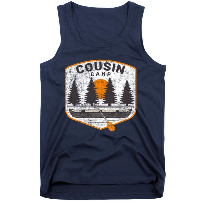 Vintage Cousin Camp Fun Camping Canoe Outdoors Graphic Tank Top