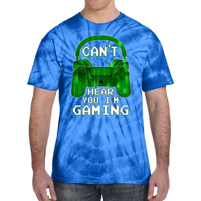 Vintage Computer Code Gamer Gift Can't Hear You I'm Gaming Gift Tie-Dye T-Shirt