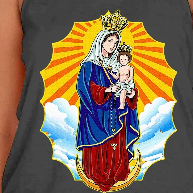 Virgen Chiquinquira Chinita Zulia Maracaibo Venezuela Women's Knotted Racerback Tank