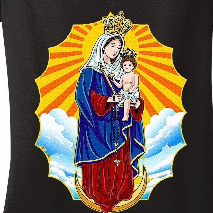 Virgen Chiquinquira Chinita Zulia Maracaibo Venezuela Women's V-Neck T-Shirt