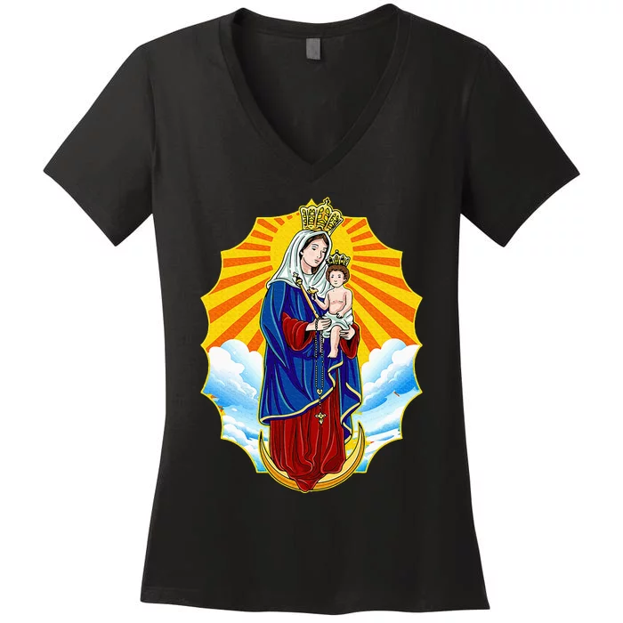 Virgen Chiquinquira Chinita Zulia Maracaibo Venezuela Women's V-Neck T-Shirt