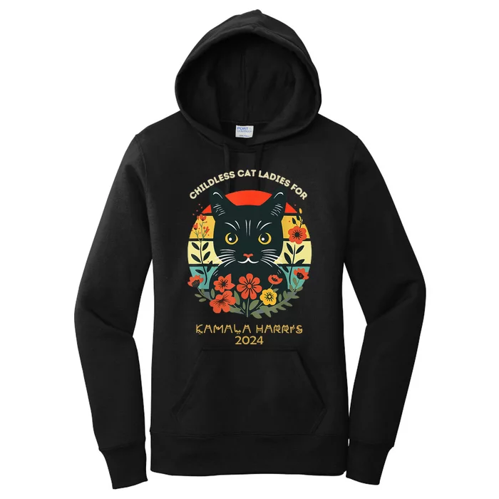 Vintage Childless Cat Ladies Cat Letters Cat Lettering 2024 Women's Pullover Hoodie