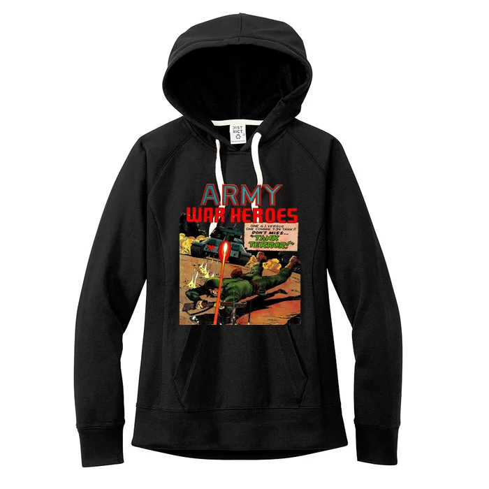 Vintage Comic Cover Title Honor The Brave Army War Heroes Gift Women's Fleece Hoodie