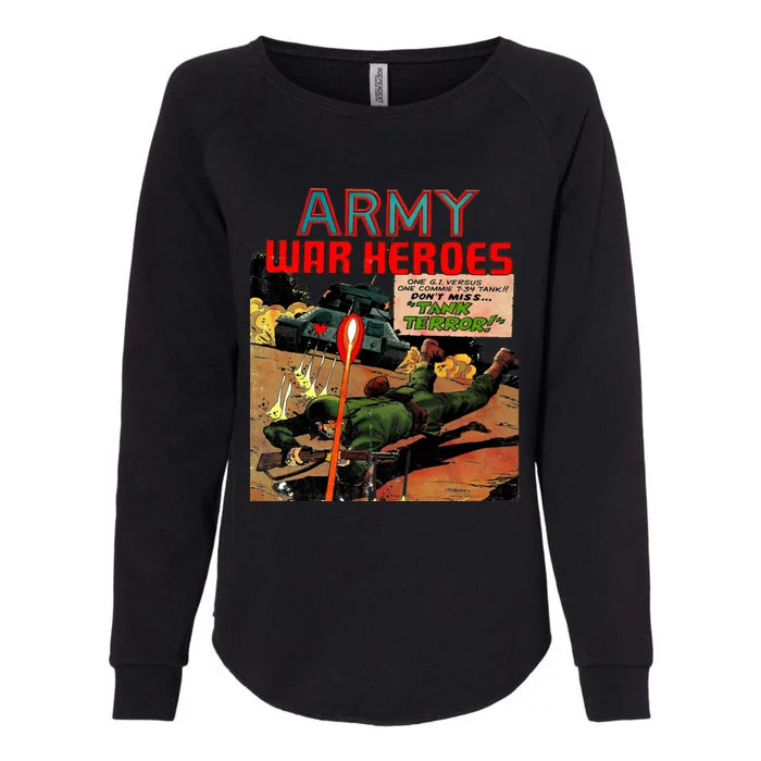 Vintage Comic Cover Title Honor The Brave Army War Heroes Gift Womens California Wash Sweatshirt