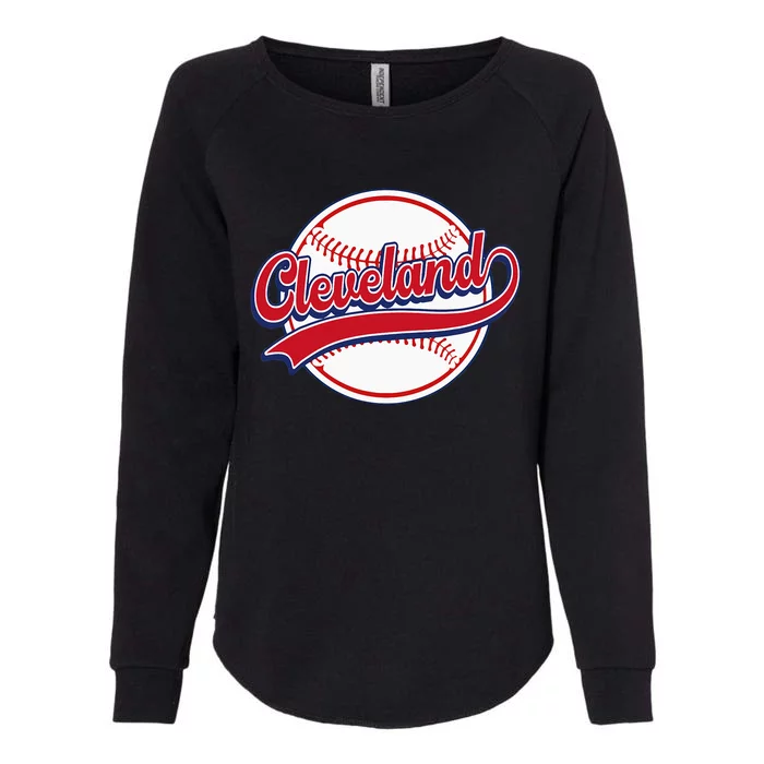 Vintage Cleveland Cityscape Baseball Lover Player And Fans Womens California Wash Sweatshirt