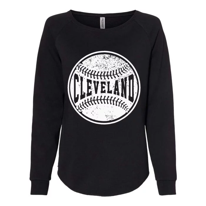 Vintage Cleveland Cityscape Baseball Lover Player And Fans Womens California Wash Sweatshirt