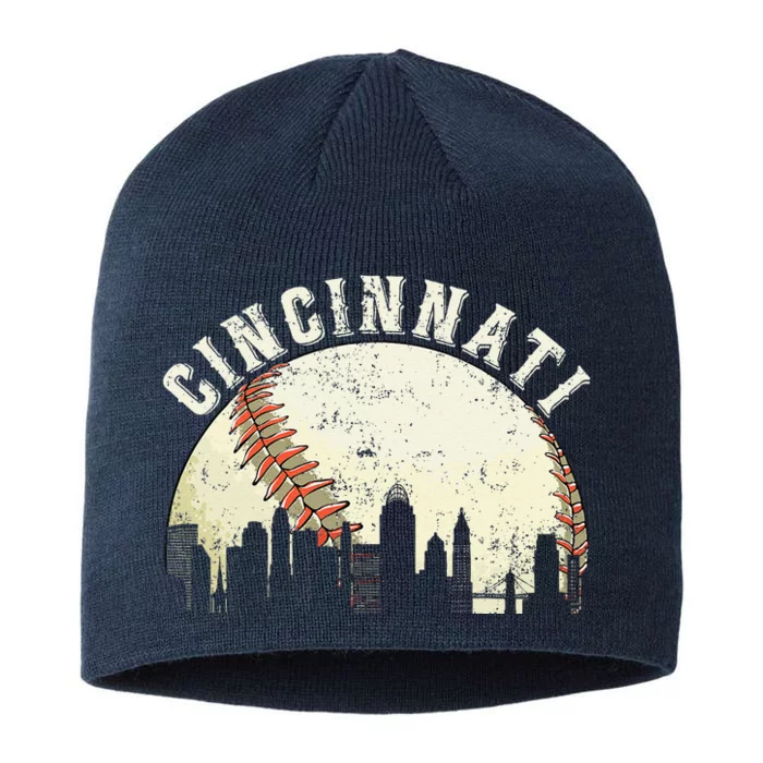 Vintage Cincinnati Cityscape Baseball Lover 8 1/2in Sustainable Knit Beanie