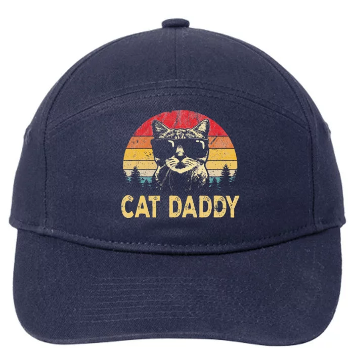 Vintage Cat Daddy Funny Cat Lover Cat Dad Fathers 7-Panel Snapback Hat