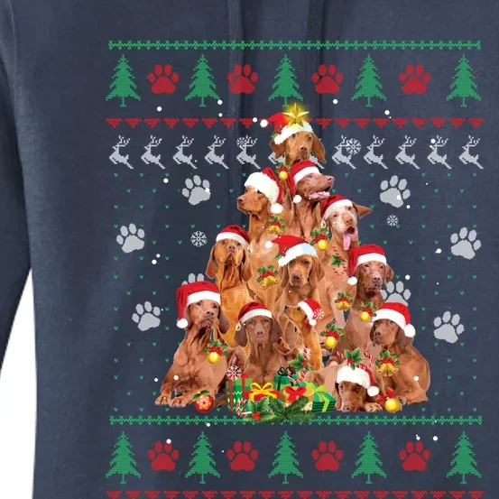 Vizsla Christmas Dog Lover Gift Ugly Sweater Xmas Tree Gift Women's Pullover Hoodie