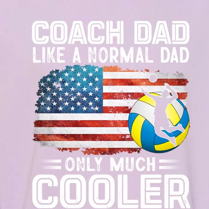 Volleyball Coach Dad Volleyball Players American Flag Gift Garment-Dyed Sweatshirt