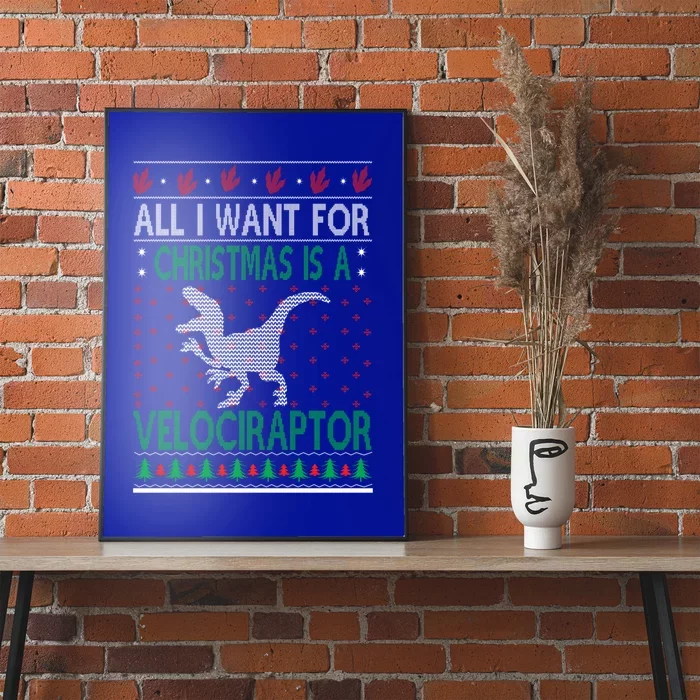 Velociraptor Christmas Dinosaur Ugly Christmas Style Gift Poster