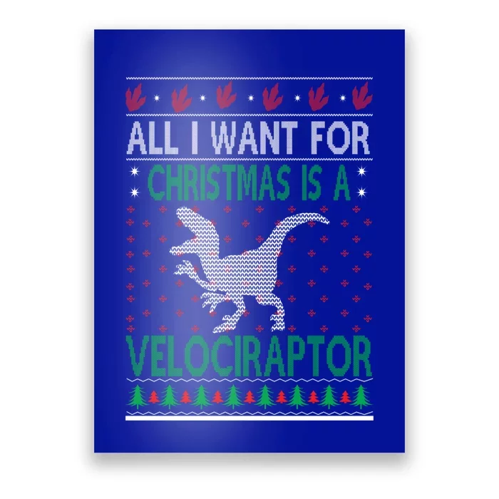 Velociraptor Christmas Dinosaur Ugly Christmas Style Gift Poster