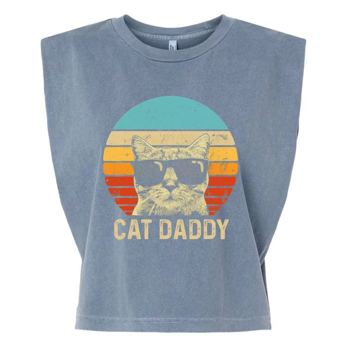 Vintage Cat Daddy Shirt Funny Cat Lover Gift Cat Dad Fathers Garment-Dyed Women's Muscle Tee