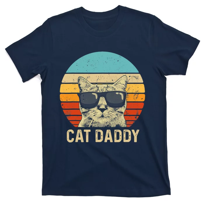 Vintage Cat Daddy Shirt Funny Cat Lover Gift Cat Dad Fathers T-Shirt